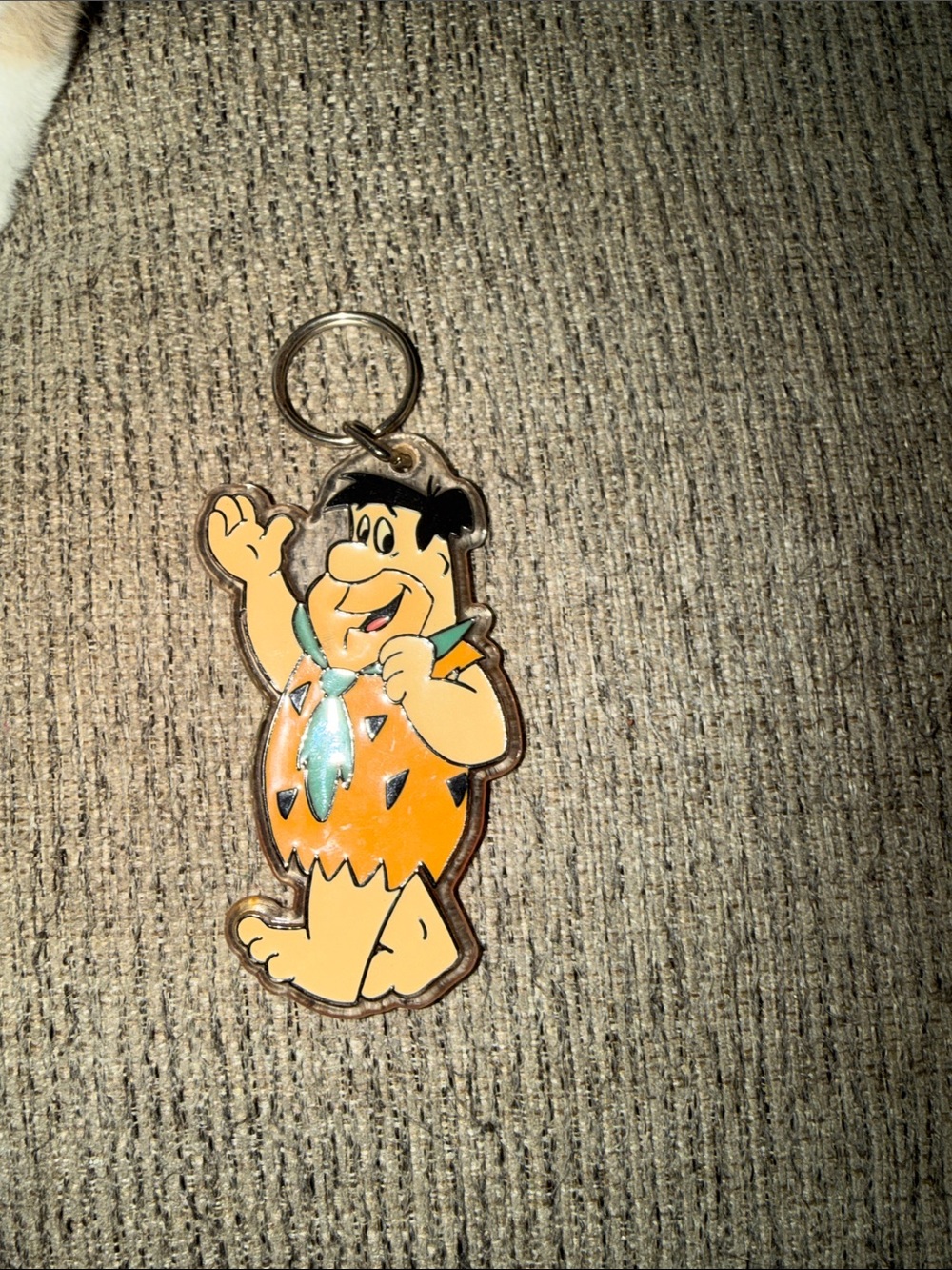 1990 Hannah-Barbera Fred Flintstone Orange Character Keychain